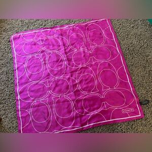 Vintage 2000s Coach 25” Silk Scarf Signature C PINK Square Y2K VTG
